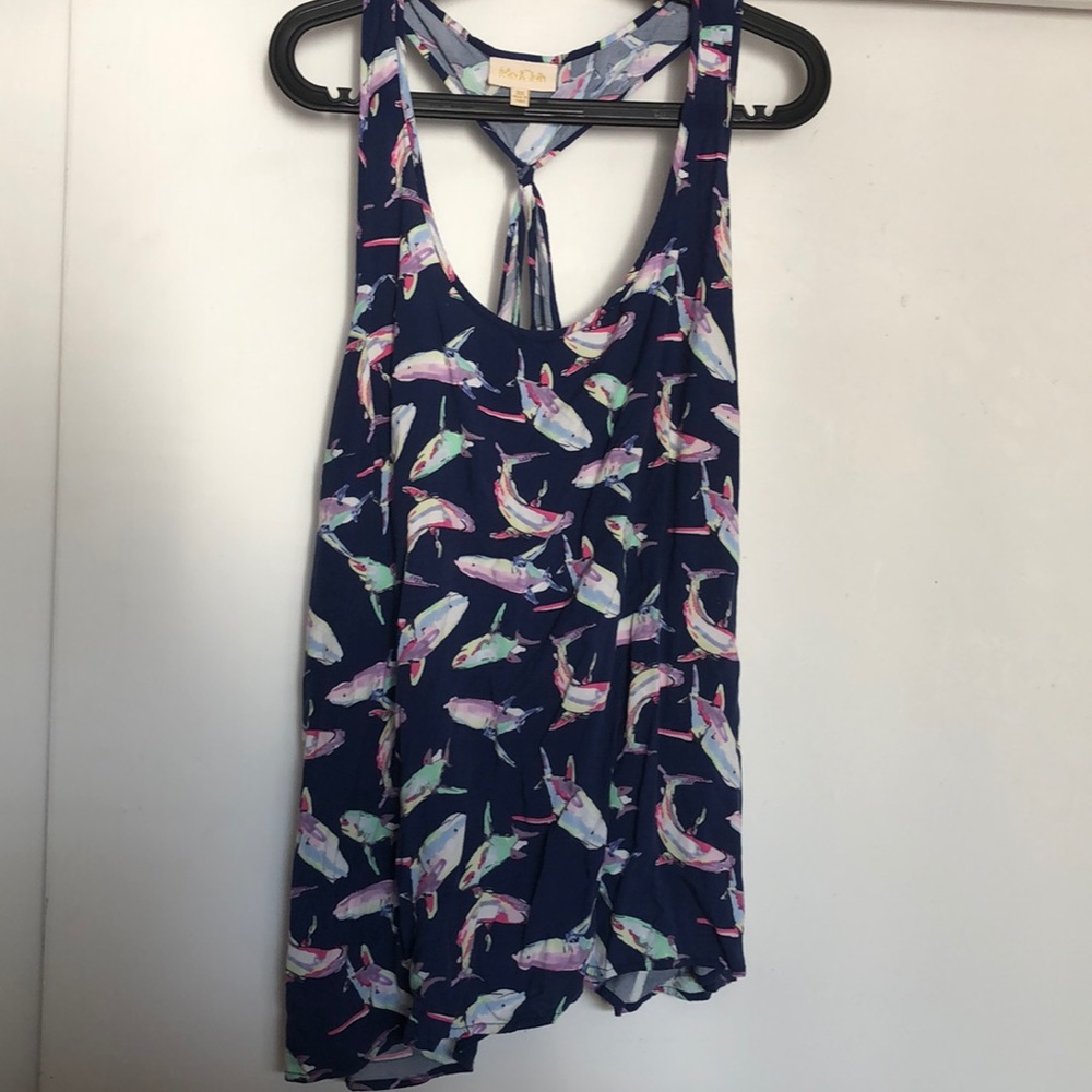 Shark print racer back top